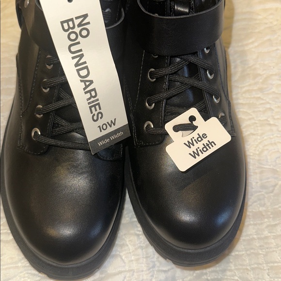 NO BOUNDARIES Womens Black Moto Combat Boots Size 10 Wide 10 - Picture 4 of 6